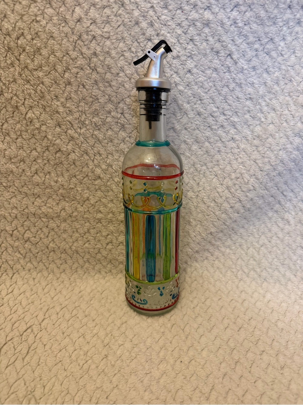 Multicolor Glass Olive Oil Jar - Decorative Pourer